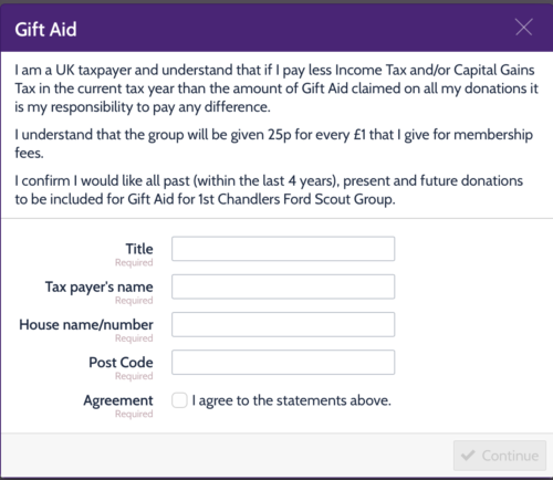 3. Complete the Gift Aid Declaration
